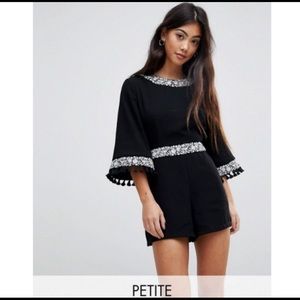 Fashion Union Petite Romper With Embroidery